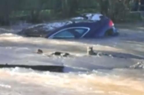 В Киеве автомобиль «Хюндай» утонул, провалившись под асфальт